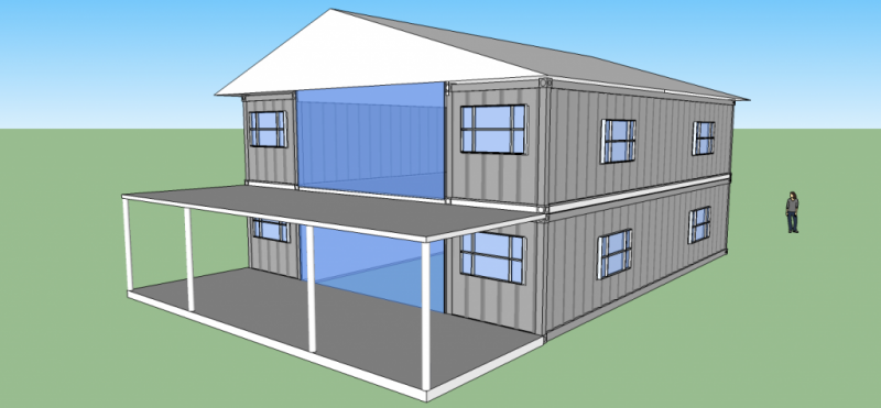 shipping container home 2 story