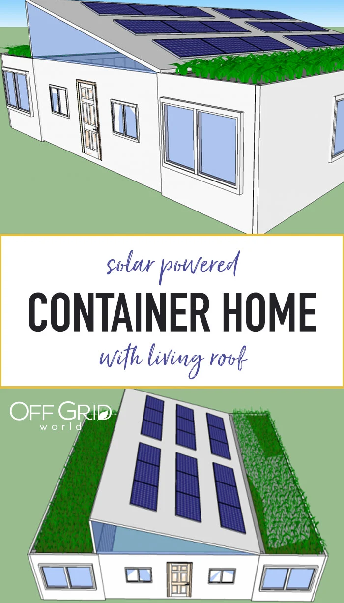 Shipping container home with living roof