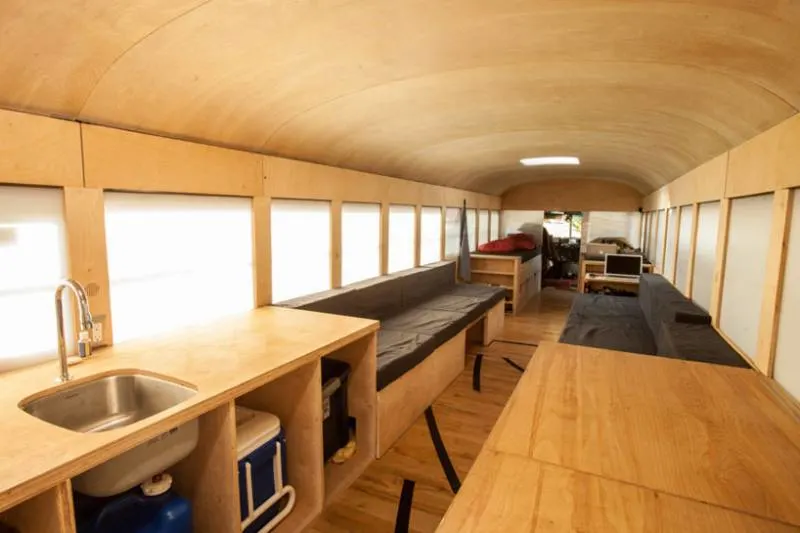 School bus turned into a living space