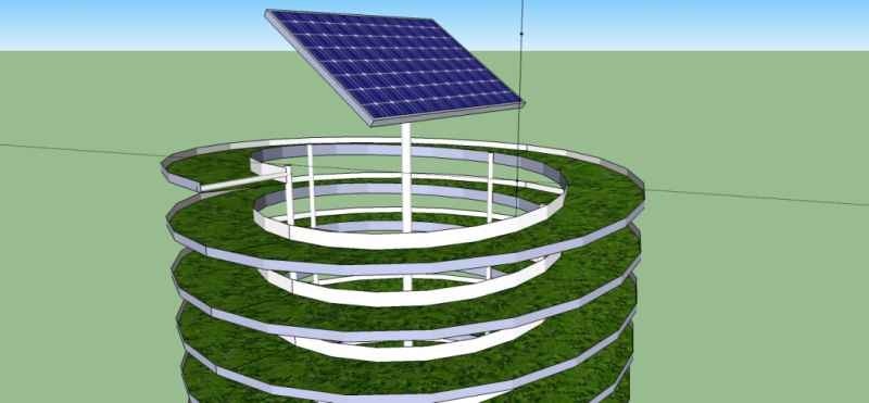 Solar powered vertical aquaponic system