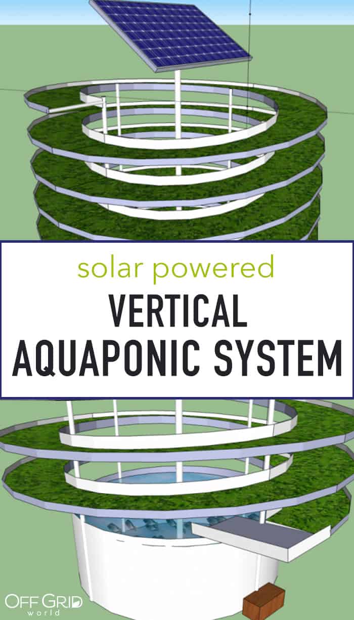 Solar powered vertical aquaponic system