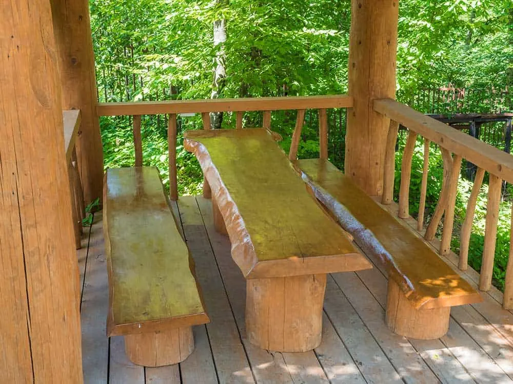 Log cabin bench table