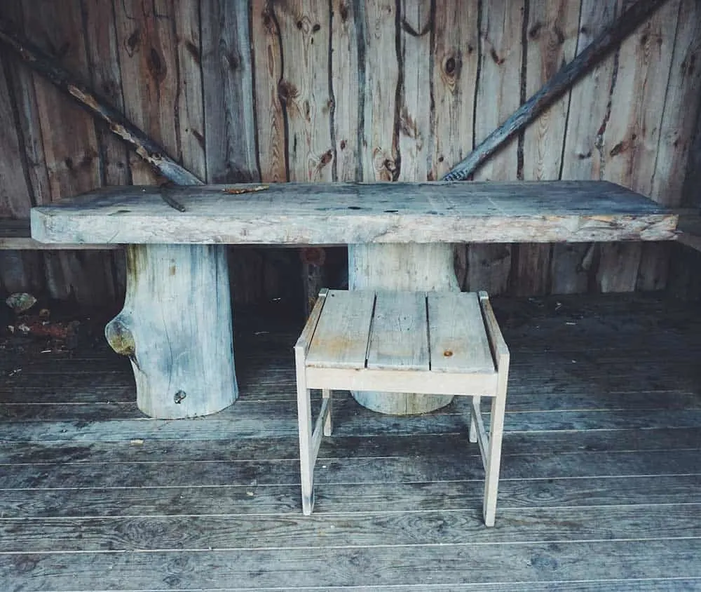 Rustic log bench