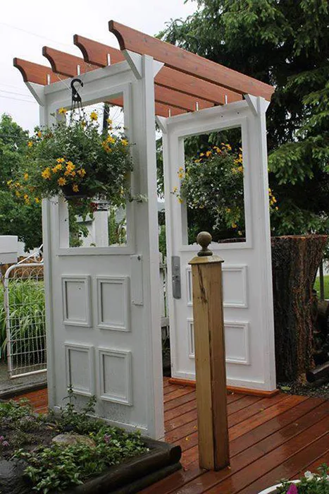 Garden arbor made with doors