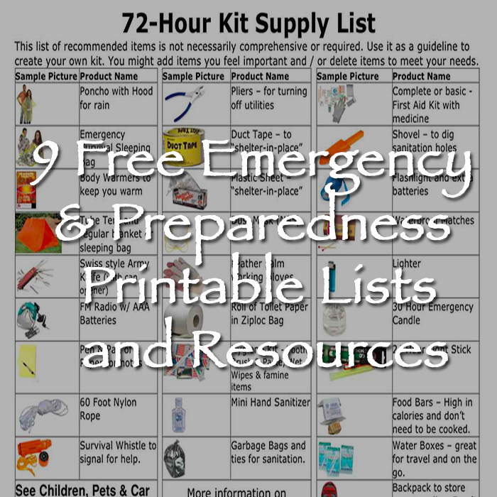 9 Free Emergency & Preparedness Printable Lists and Resources