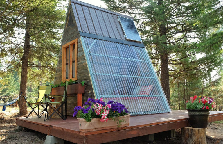 a frame tiny cabin