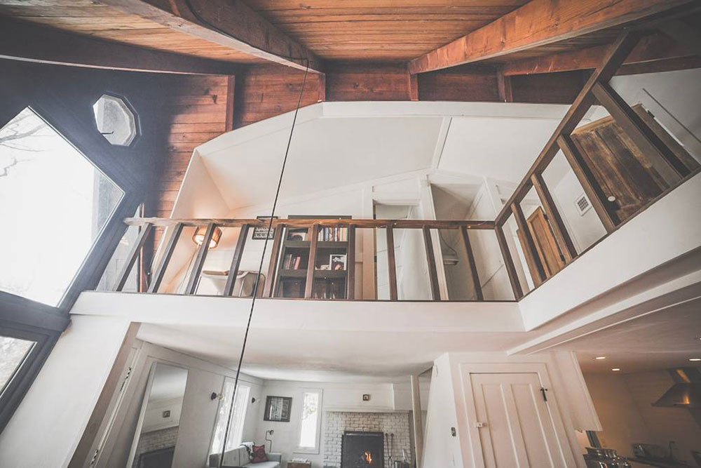 A-frame cabin interior