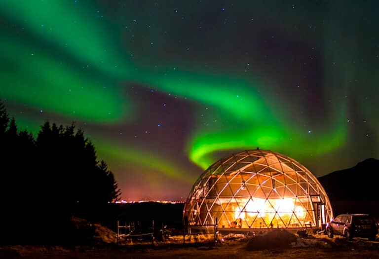 Cob house under Northern Lights