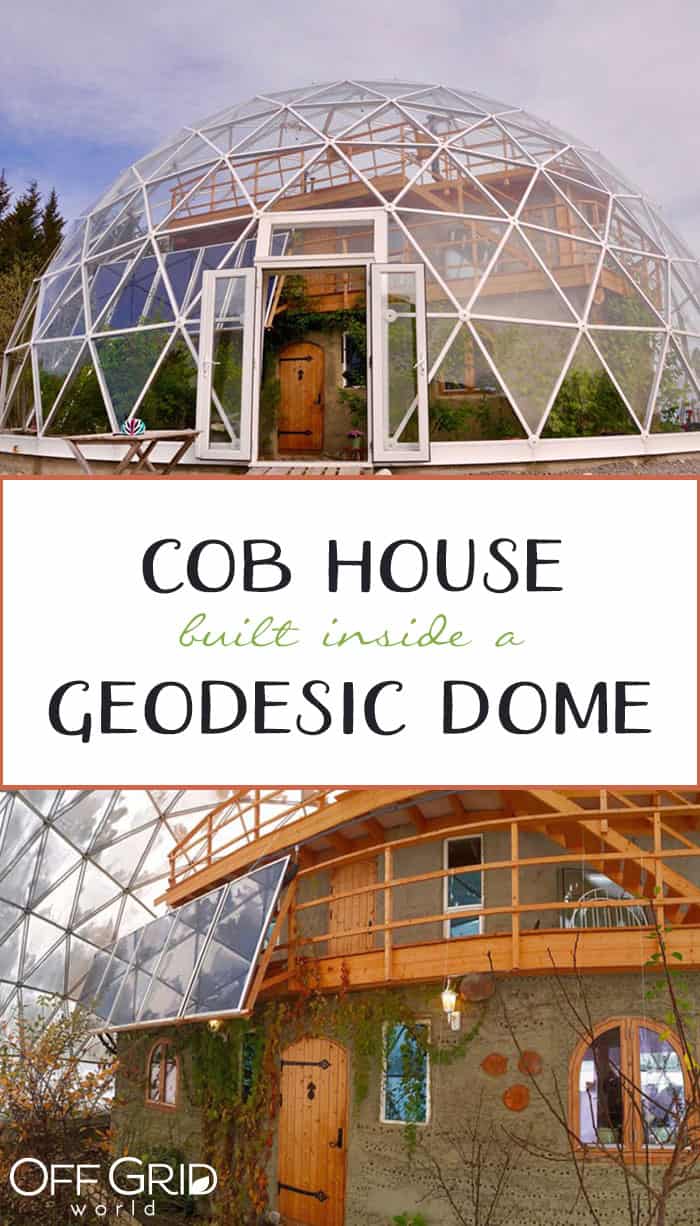 Cob house in geodesic dome