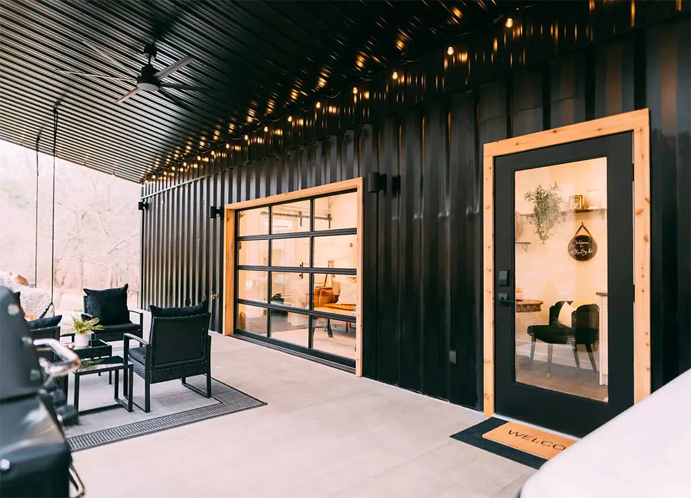 Black shipping container home