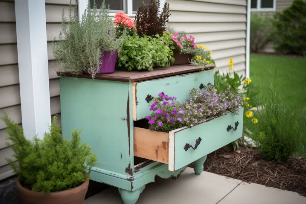 dresser as a garden planter