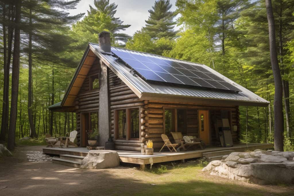 solar powered log cabin