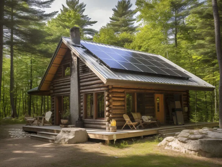 solar powered log cabin