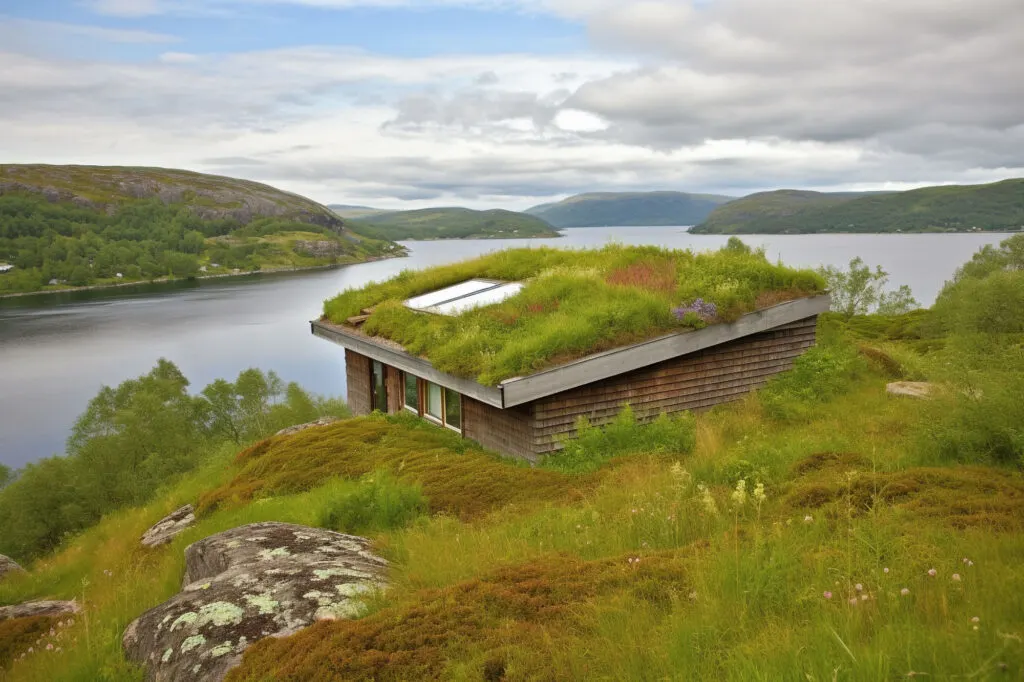 living roof on a cabin