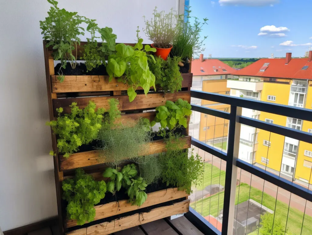 Pallet balcony garden