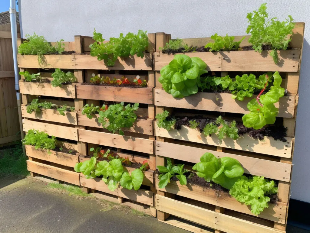 Vertical pallet vegetable garden