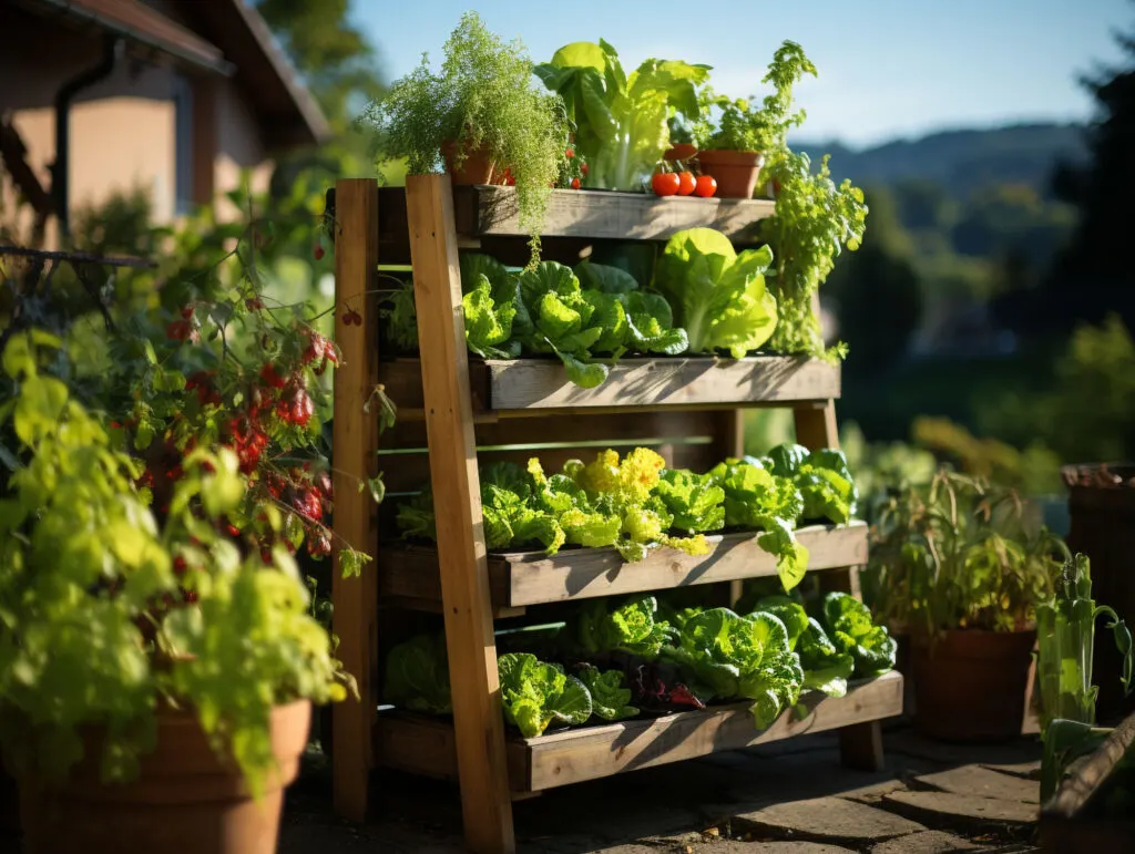 Vertical pallet vegetable garden
