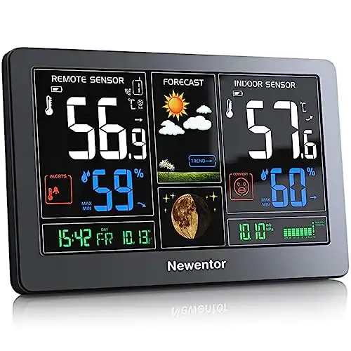 Newentor Weather Station Wireless Indoor Outdoor Thermometer