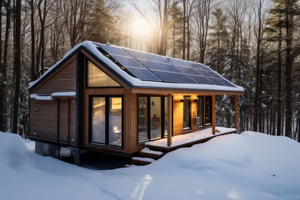 winter solar cabin