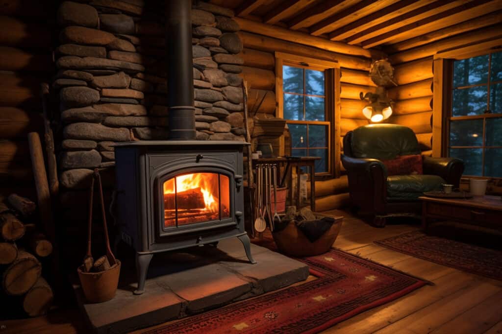 wood stove cabin